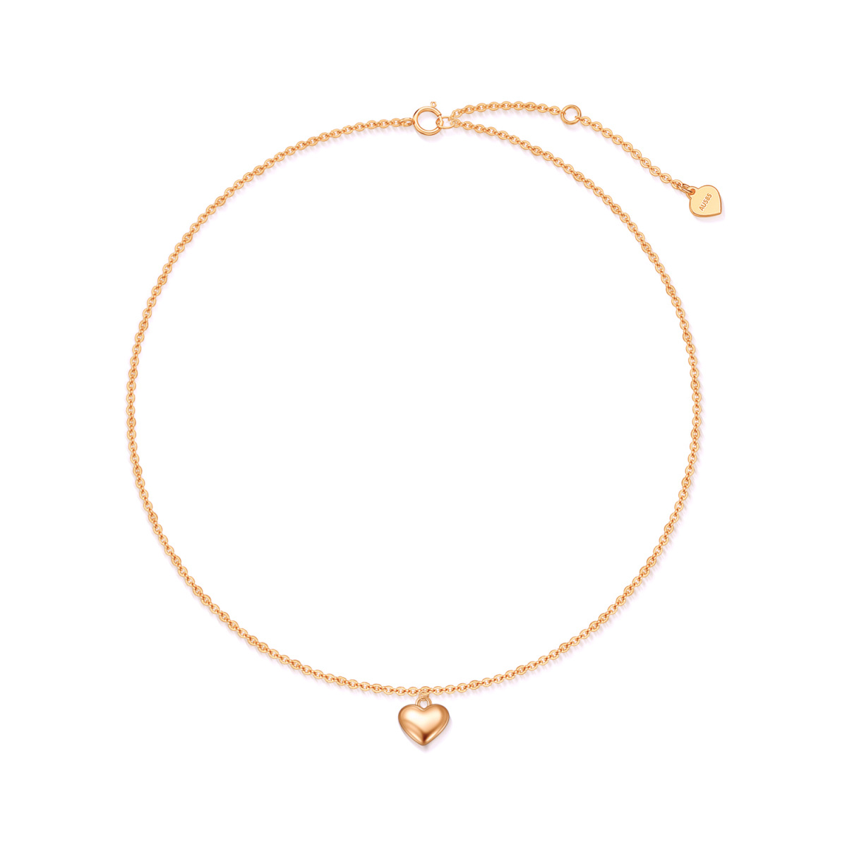 14K Rose Gold Herz einlagig Fußkettchen-1