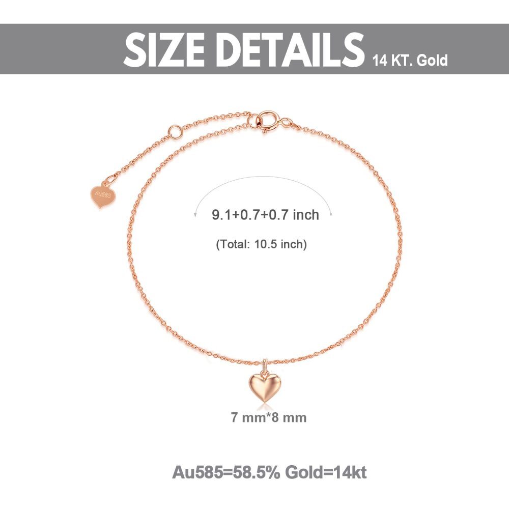 18K Rose Gold Heart enkellaags enkelbandje-3