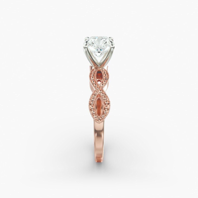 14K Rose Gold Infinity Vintage-Style Lab Diamond Engagement Ring-5