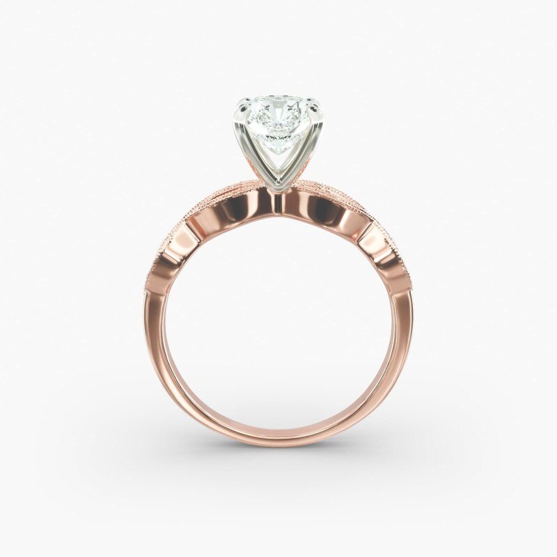 14K Rose Gold Infinity Vintage-Style Lab Diamond Engagement Ring-6