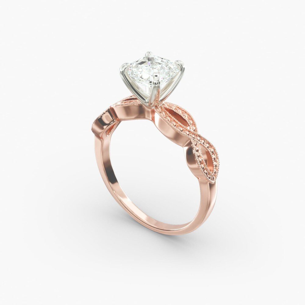 Anel de noivado em ouro rosa 10K com diamantes lab-diamond estilo vintage infinito-4