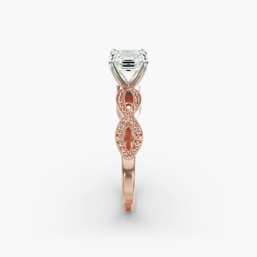 Anel de noivado em ouro rosa 10K com diamantes lab-diamond estilo vintage infinito-5