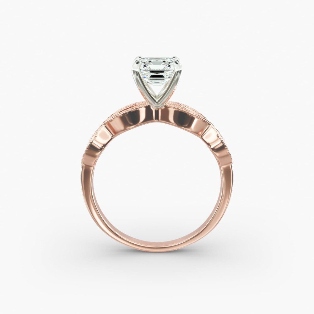 Anel de noivado em ouro rosa 10K com diamantes lab-diamond estilo vintage infinito-6