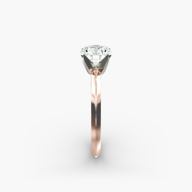 Anel de noivado solitário com diamante de laboratório e lâmina de faca em ouro rosa 10K-5