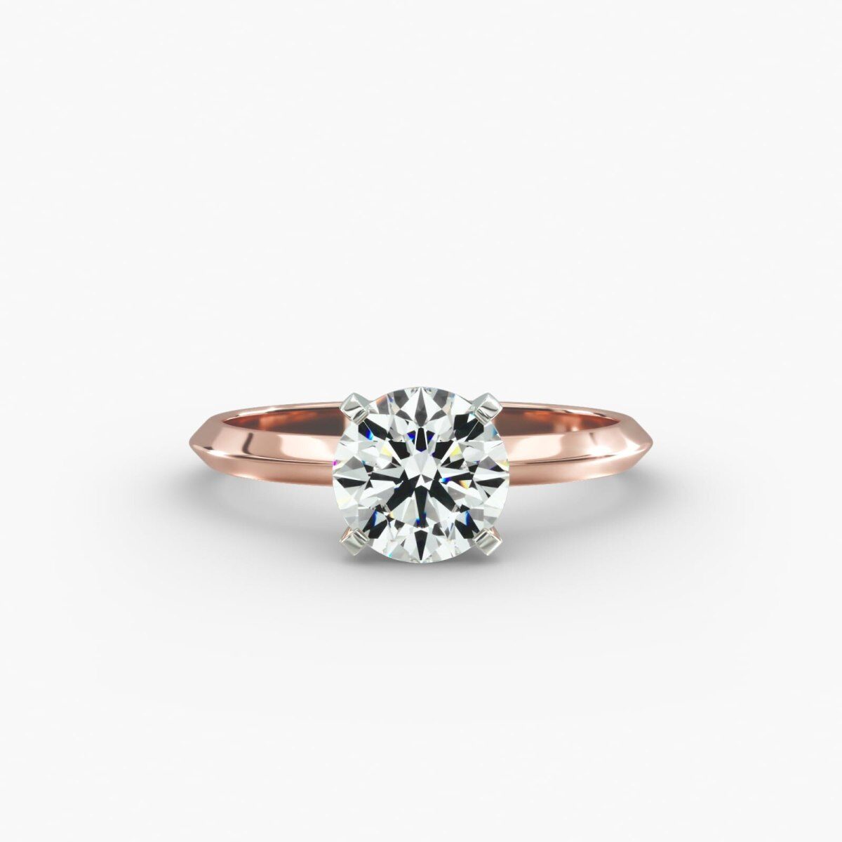 Bague de fiançailles en or rose 18 carats avec diamant solitaire de laboratoire-1