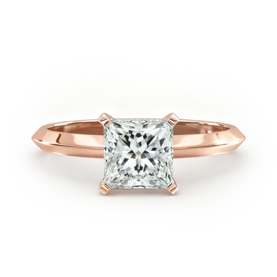14K Rose Gold Knife Edge Solitaire Lab Diamond Engagement Ring