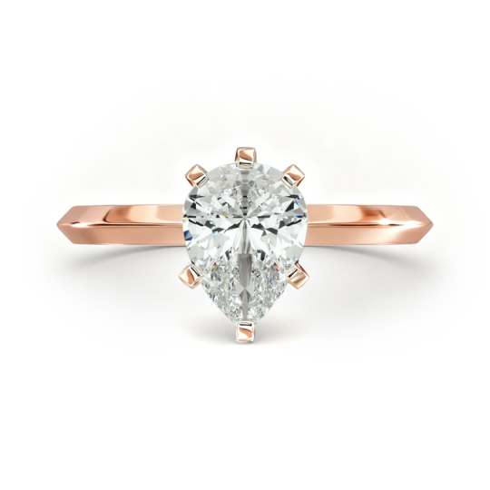 14K Rose Gold Knife Edge Solitaire Lab Diamond Engagement Ring