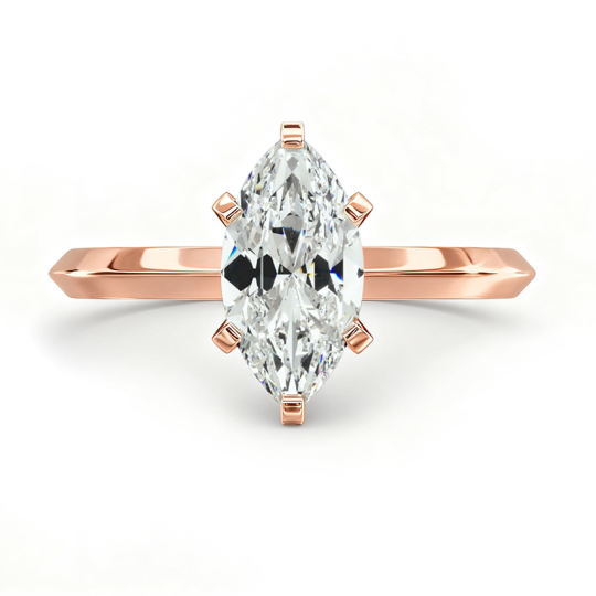 14K Rose Gold Knife Edge Solitaire Lab Diamond Engagement Ring