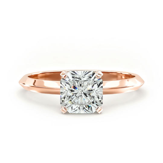 14K Rose Gold Knife Edge Solitaire Lab Diamond Engagement Ring