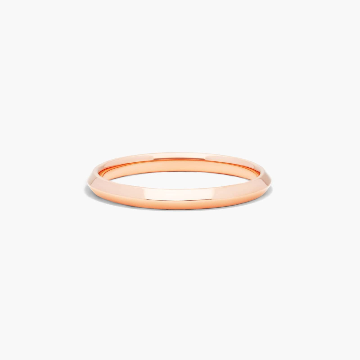 Aliança de casamento com lâmina de faca em ouro rosa 18K de 2 mm-1