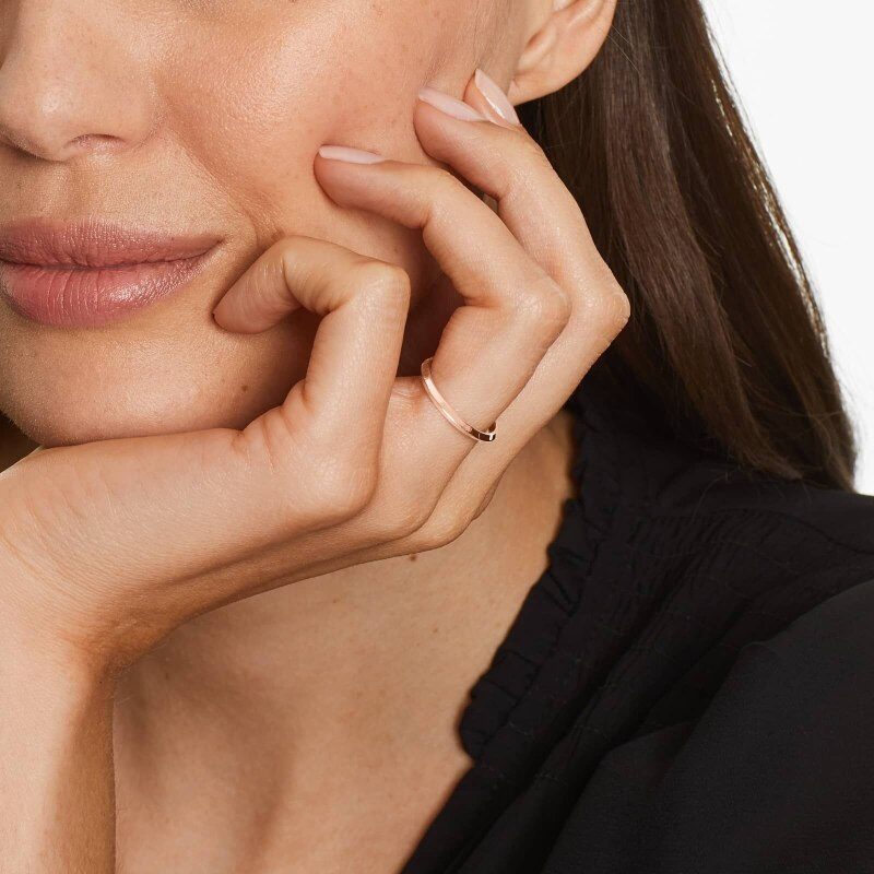 Obrączka ślubna z 10-karatowego różowego złota z ostrym ostrzem, 2 mm-2