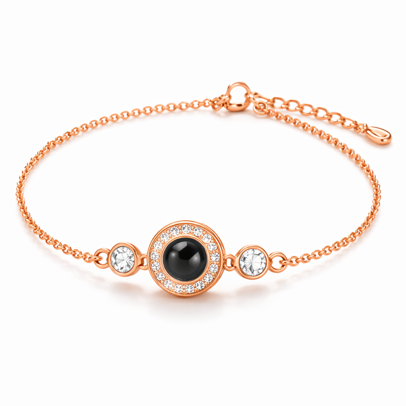 Pulsera de Dijes Personalizada de Oro Rosa de 14K con «Te Amo en 100 Idiomas»-2