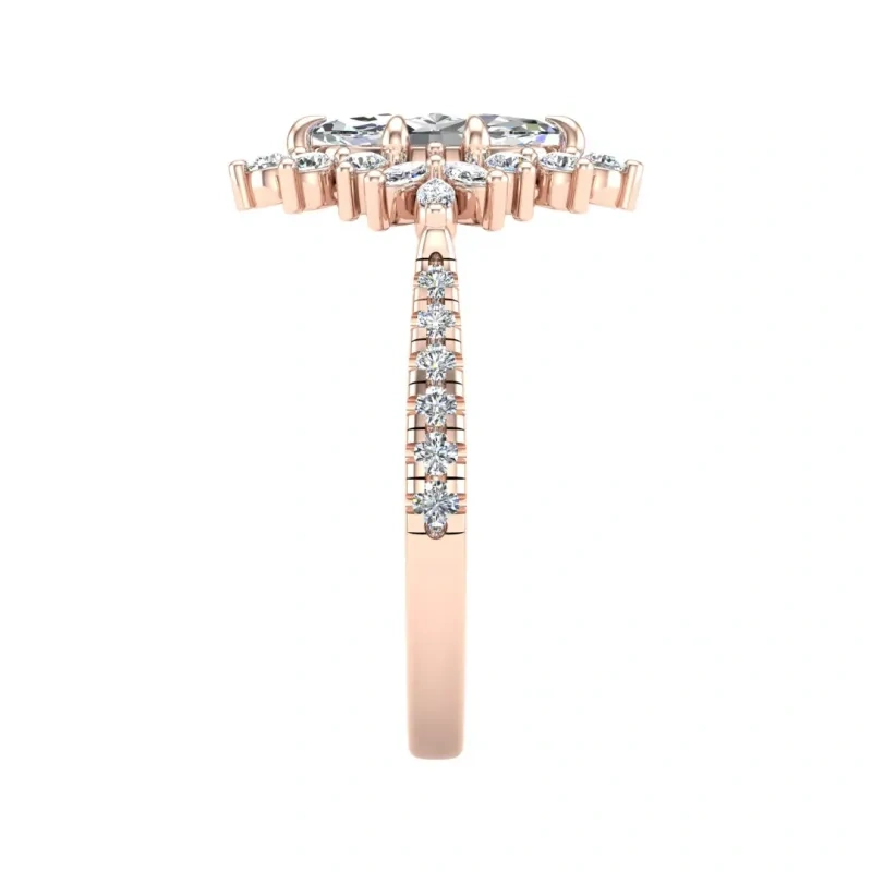 Bague de fiançailles en moissanite taille marquise en or rose 10K-3