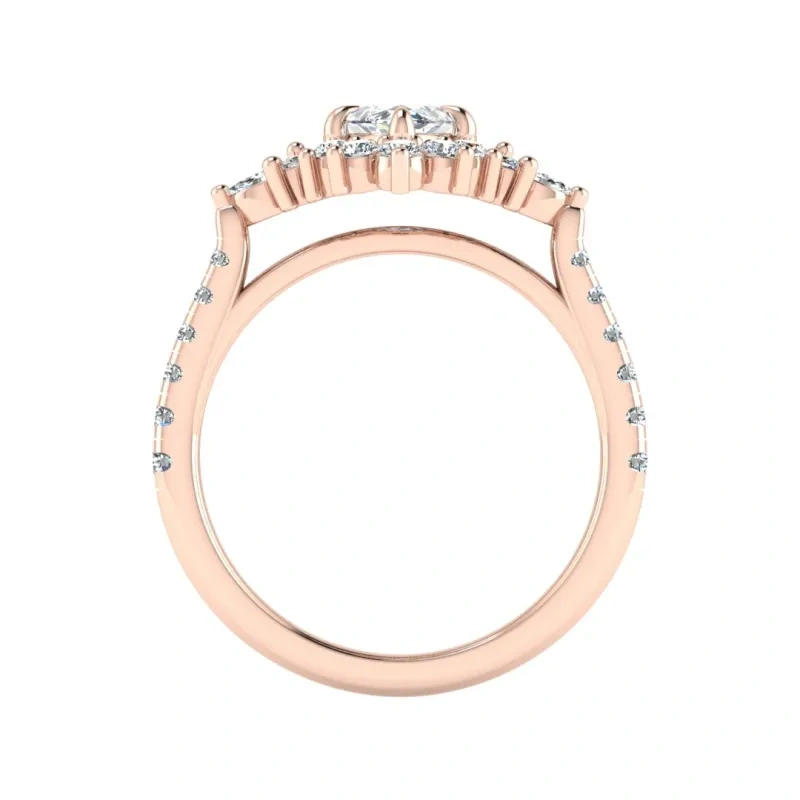 Bague de fiançailles en moissanite taille marquise en or rose 10K-5