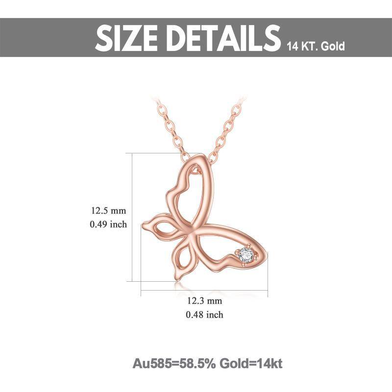 Naszyjnik z 14-karatowego różowego złota z moissanitowym motylem-6