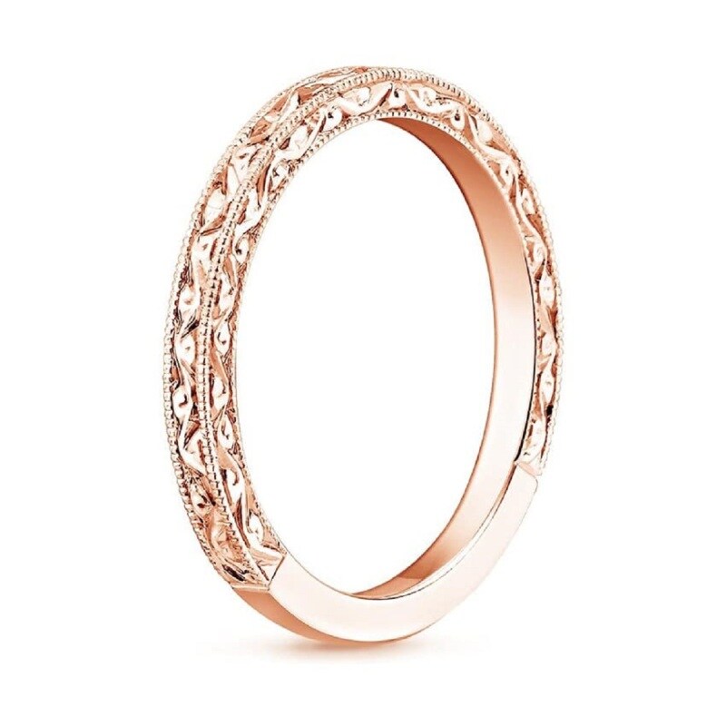 Anel de noivado de moissanita em ouro rosa 14K-4