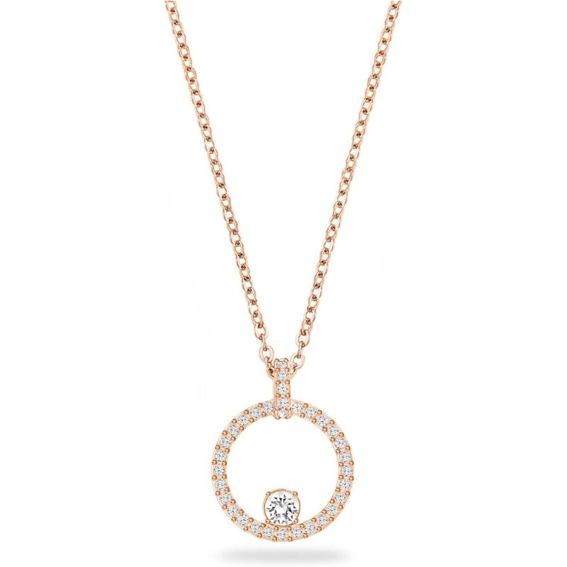Collier pendentif rond en moissanite et or rose 14K-1