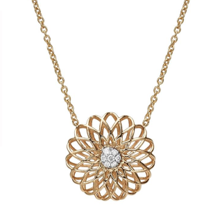 Sterling Silver with Rose Gold Plated Moissanite Wildflowers Pendant Necklace-2
