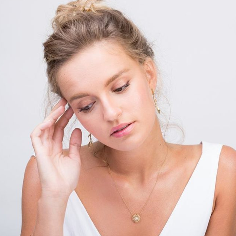 Sterling Silver with Rose Gold Plated Moissanite Wildflowers Pendant Necklace-2