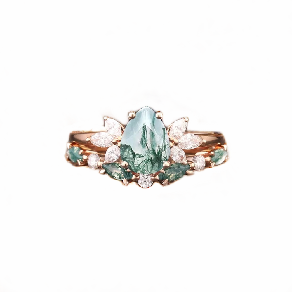 10K Rose Gold Moss Agate Ring-1