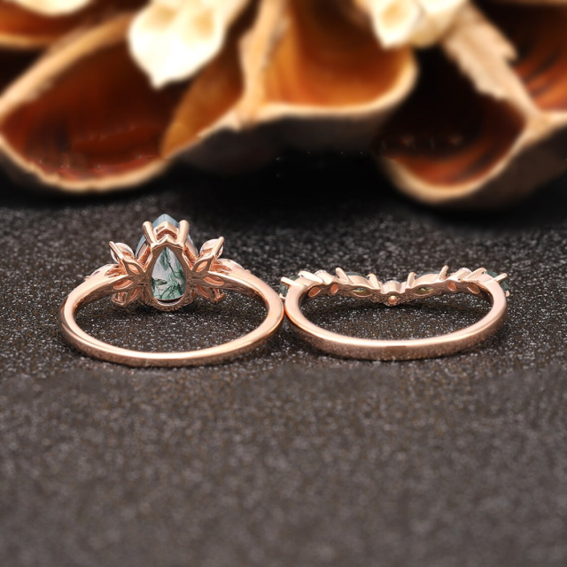 10K Rose Gold Moss Agate Ring-4