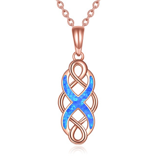 10K Rose Gold Opal Celtic Knot Pendant Necklace-45