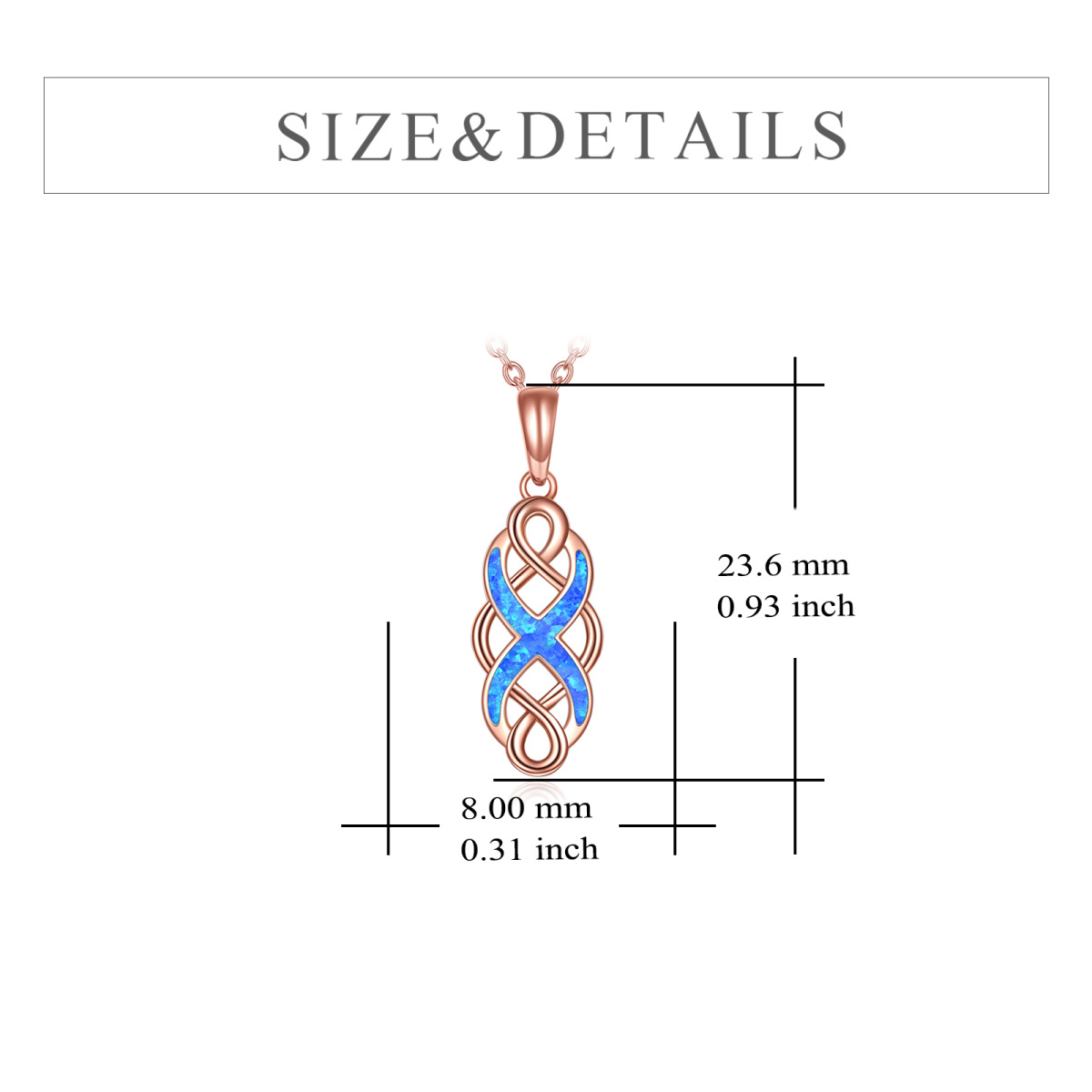 14K Rose Gold Opal Celtic Knot Anhänger Halskette-5