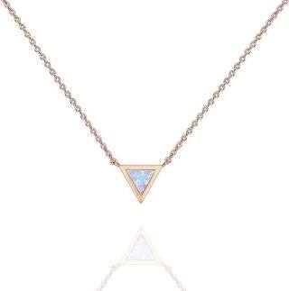 Sterling Silver with Rose Gold Plated Opal Triangle Dainty Pendant Necklace-11