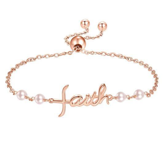 Pulsera de abalorios de perlas en oro rosa de 14 quilates