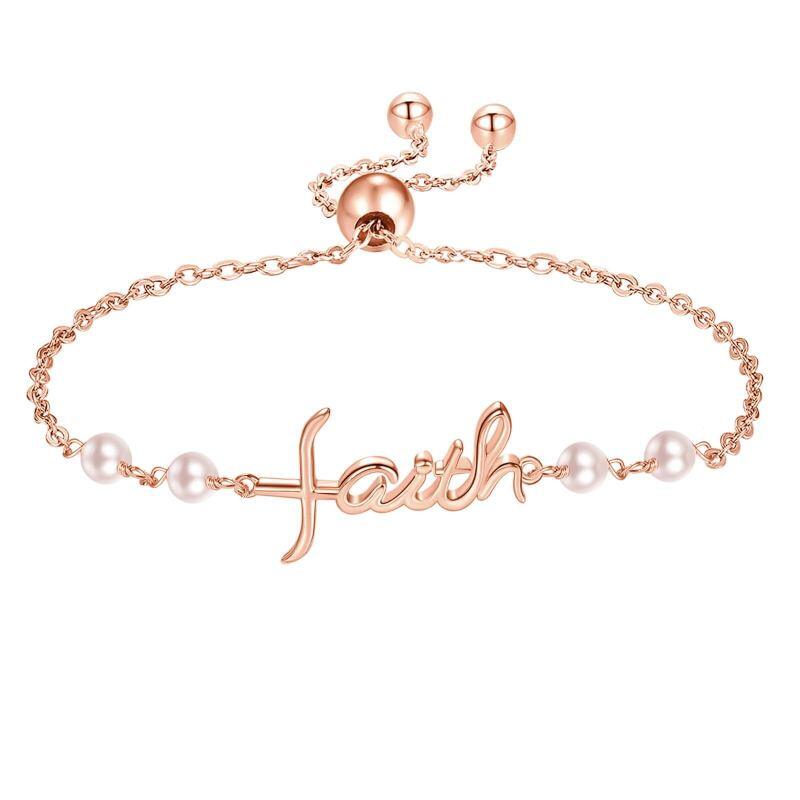 Pulsera de abalorios de perlas en oro rosa de 14 quilates-1