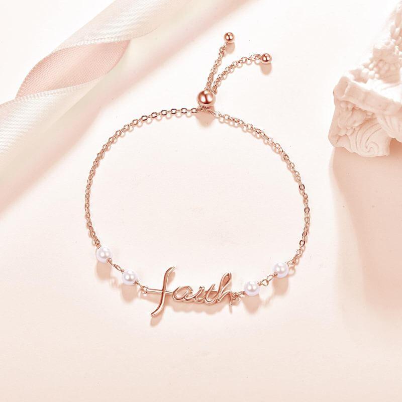 Pulsera de abalorios de perlas en oro rosa de 14 quilates-3