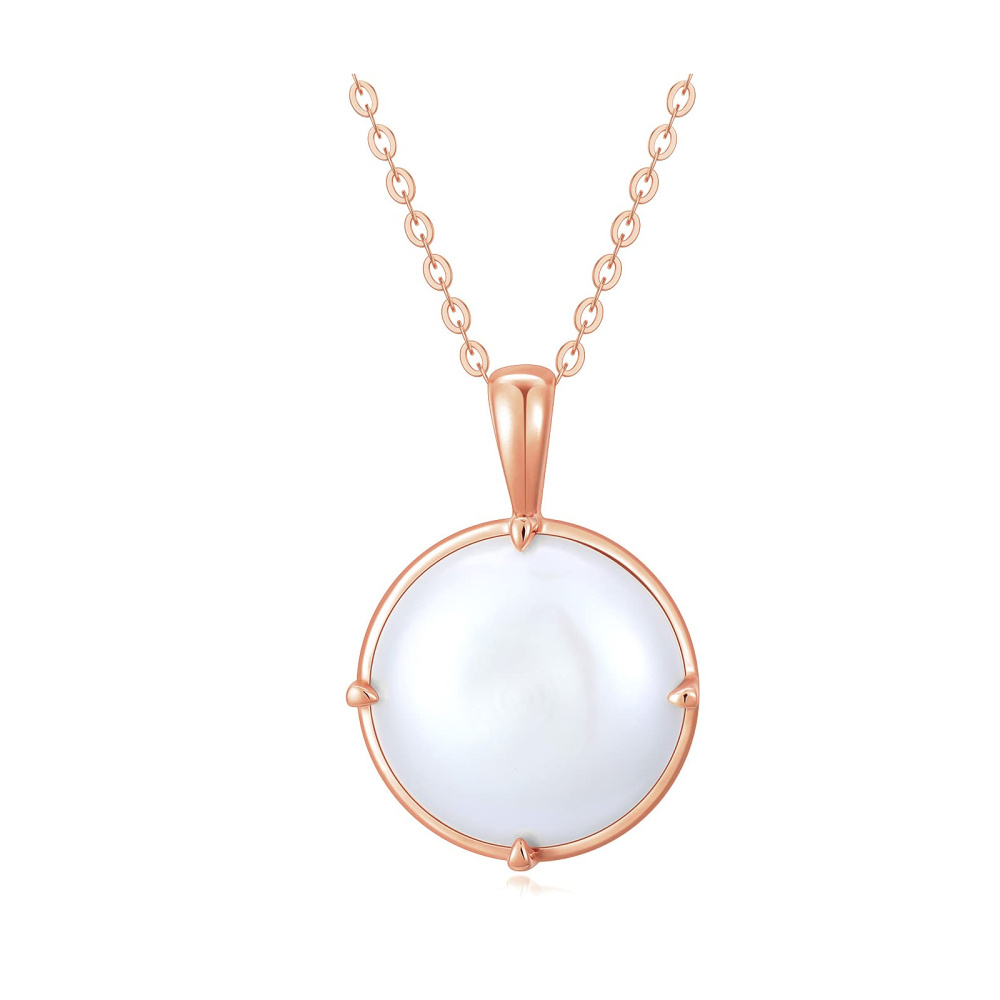 10K Rose Gold Pearl Spherical Pendant Necklace-1