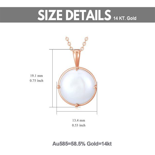 14K Rose Gold Perle kugelförmige Anhänger Halskette-6