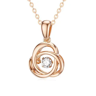 10K Rose Gold Personalized Birthstone & Celtic Knot Necklace for Women-12