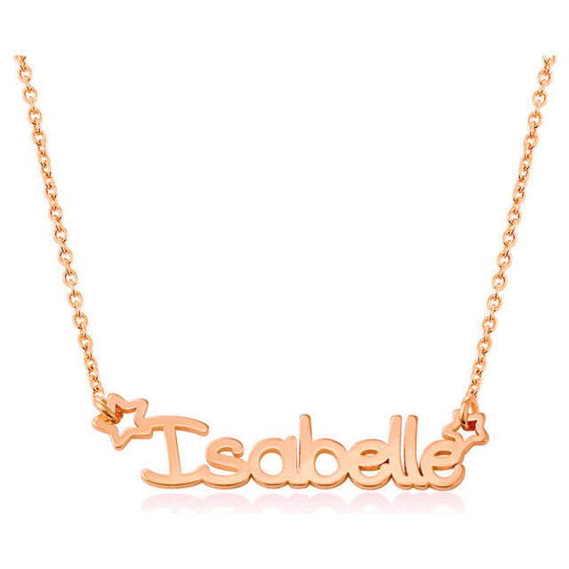 14K Rose Gold & Personalized Classic Name Star Pendant Necklace-1