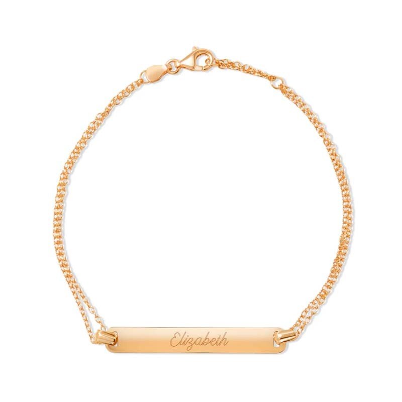 Sterling Silver with Rose Gold Plated Personalized Engraving Identification Bracelet-1