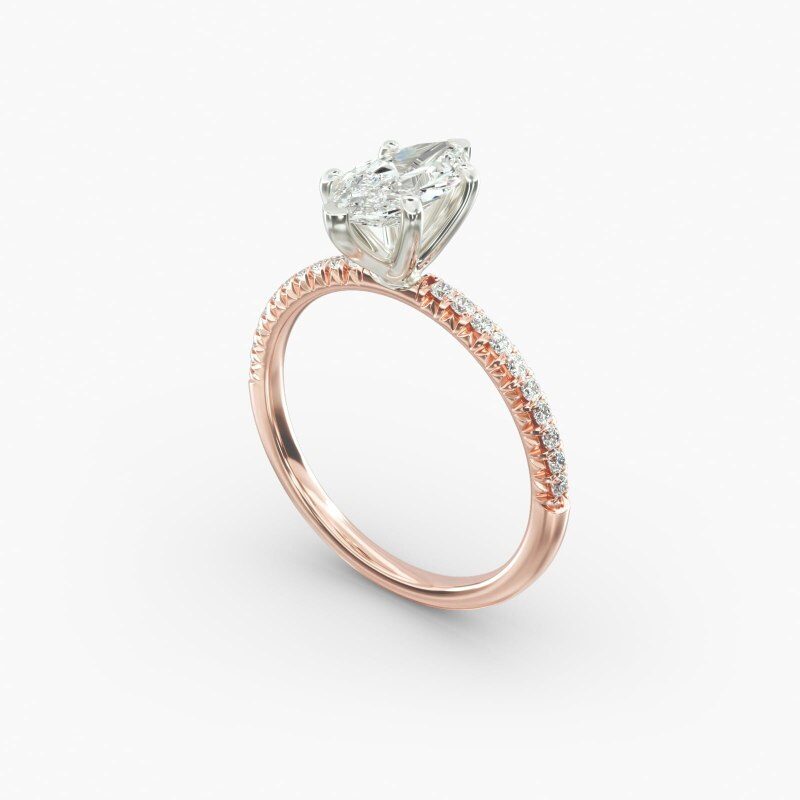 18K Rose Gold Petite Pavé Lab Diamond Engagement Ring-4