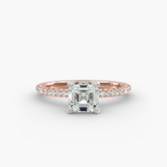 10K Rose Gold Petite Pavé Lab Diamond Engagement Ring