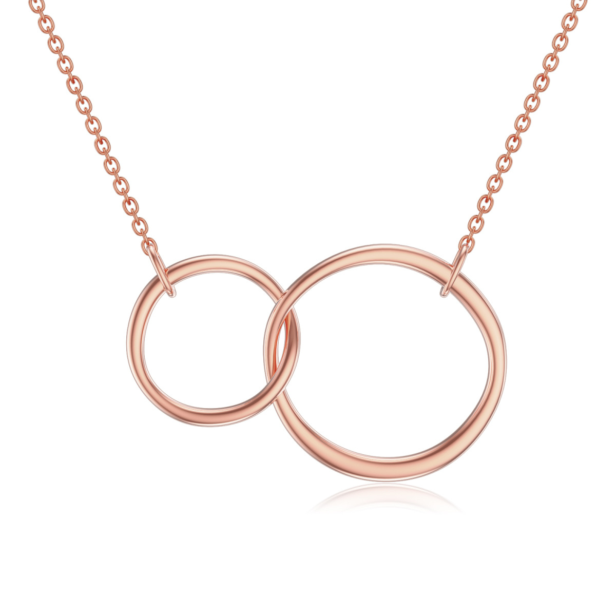 14K Rose Gold Runde Kreis Anhänger Halskette-1