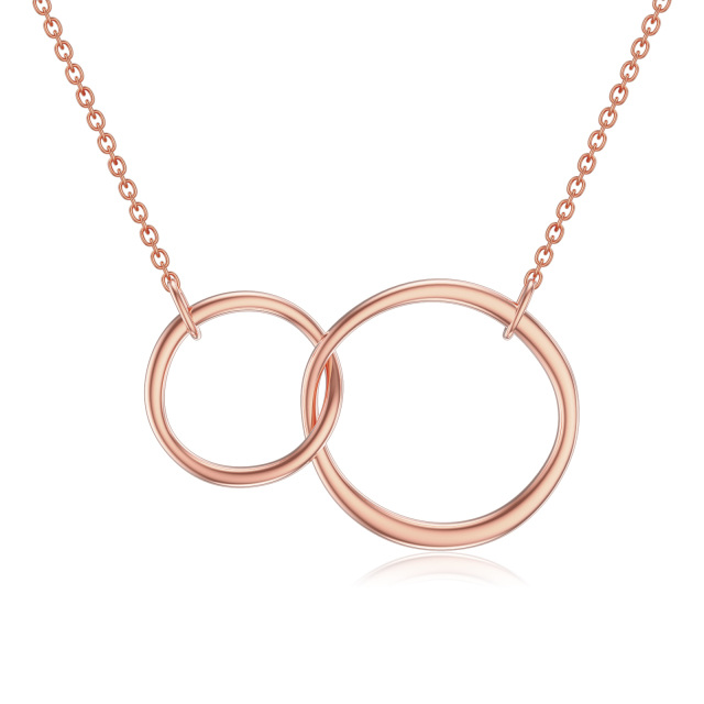 14K Rose Gold Runde Kreis Anhänger Halskette-1