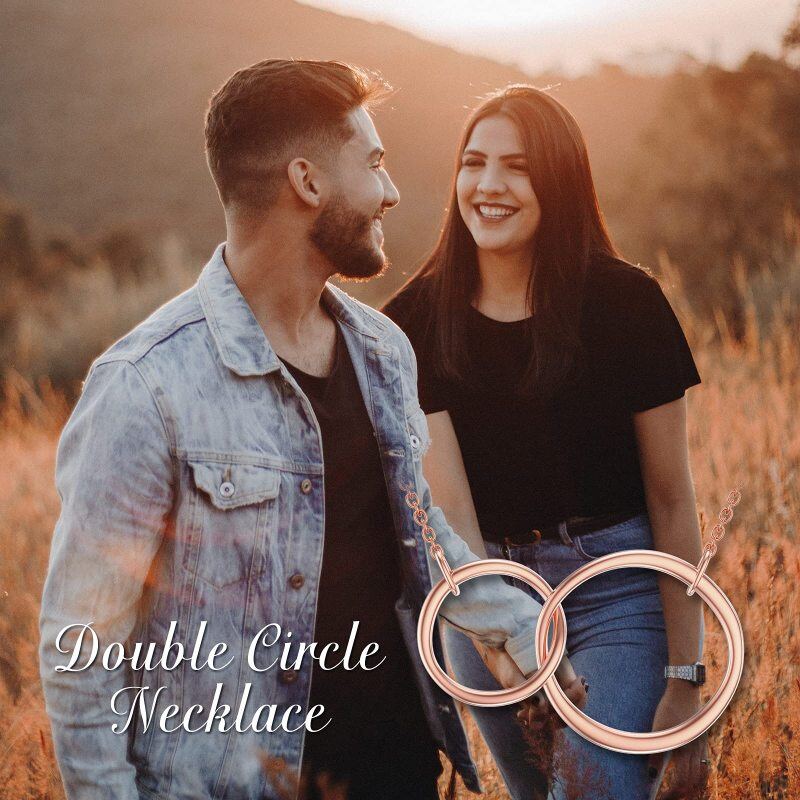 Colar com pendente redondo em ouro rosa 10K-4