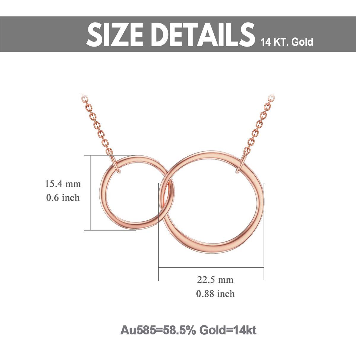 Collier à pendentif rond en or rose 14K-5