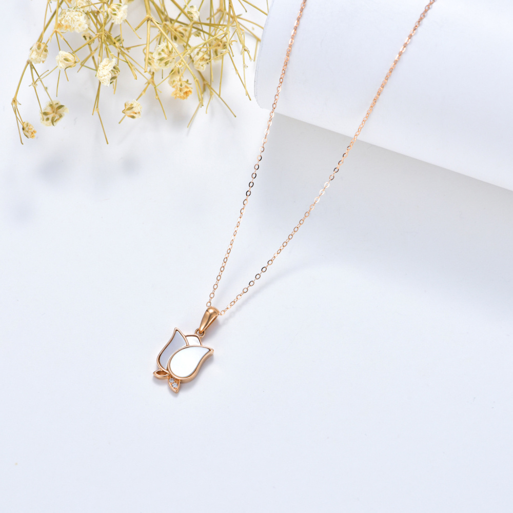 10K Rose Gold Rose Flower hanger ketting sieraden cadeau voor haar-3