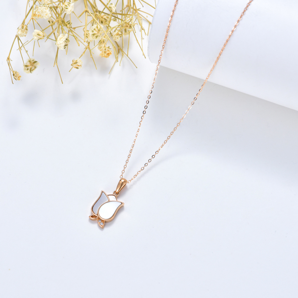 14K Rose Gold Rose Flower Pendant Necklace Jewelry Gift For Her-3