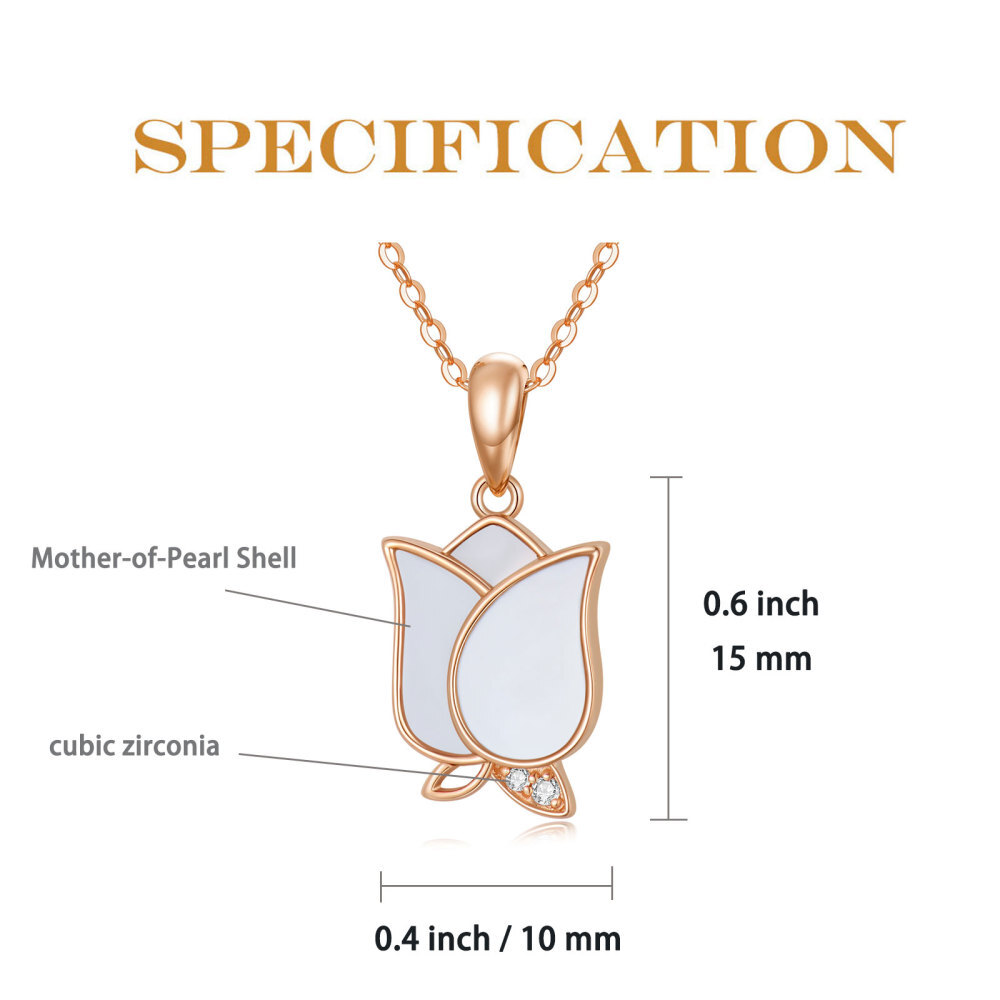 10K Rose Gold Rose Flower hanger ketting sieraden cadeau voor haar-5