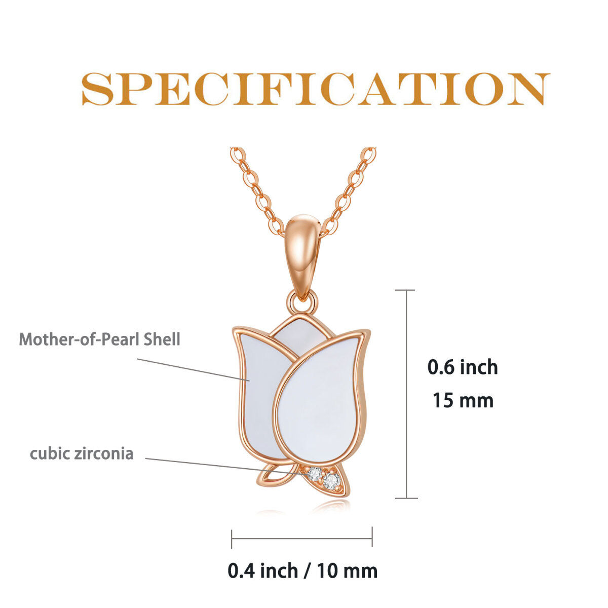 14K Rose Gold Rose Flower Pendant Necklace Jewelry Gift For Her-5