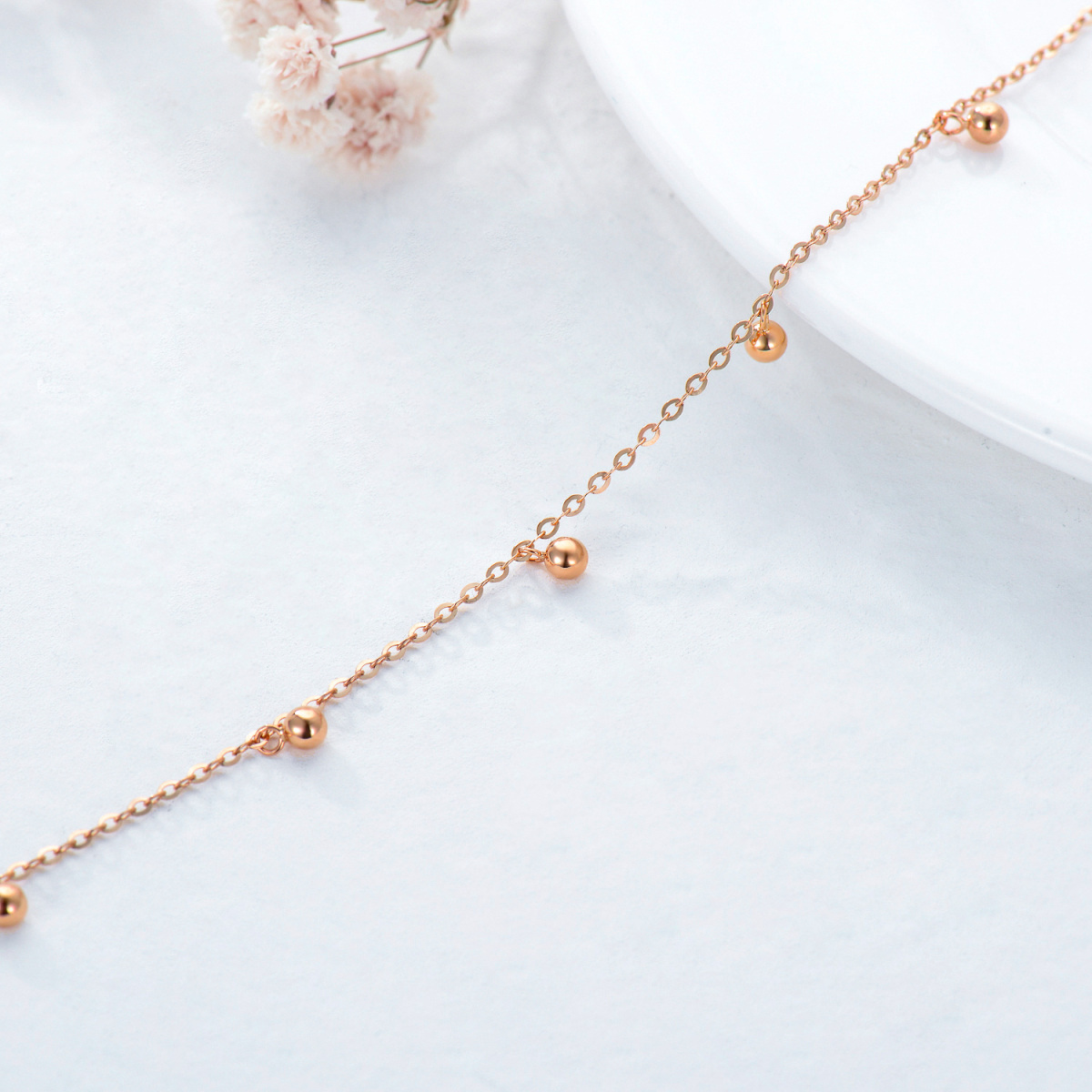 14K Rose Gold Einschichtiger Fußkettchen-3