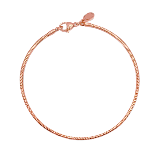 Sterling Silver with Rose Gold Plated Snake Chain Bracelet 2mm