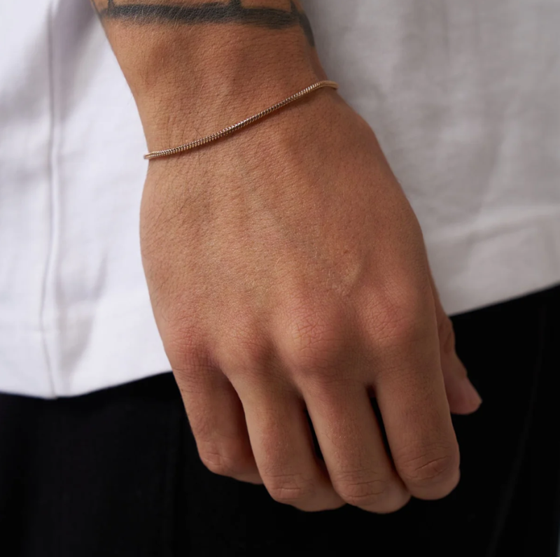 Pulsera de cadena de serpiente de oro rosa de 10 quilates, 2 mm-2