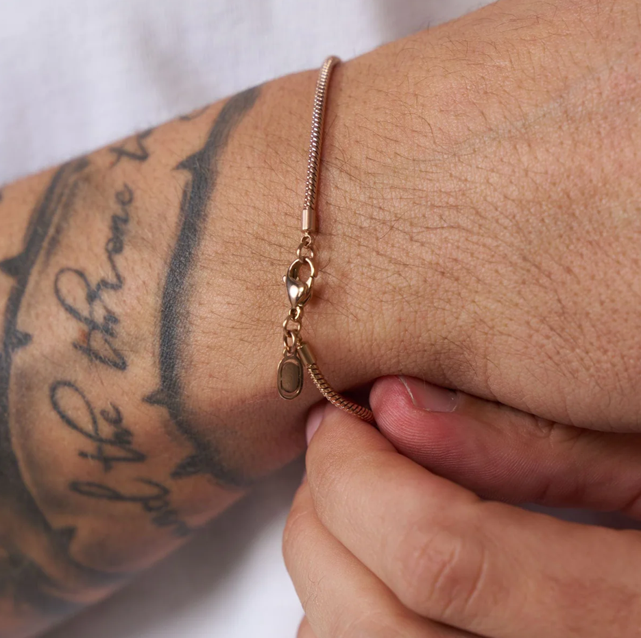 Sterling Silver with Rose Gold Plated Snake Chain Bracelet 2mm-3
